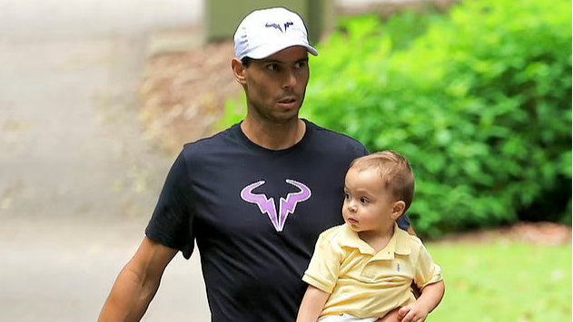 Rafael Nadal enjoys dad duties with son in Brisbane