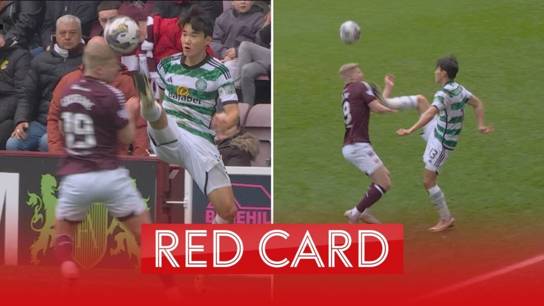 Red card! Celtic’s Yang Hyun-Jun sent off for high boot against Hearts! | Football News | Sky Sports