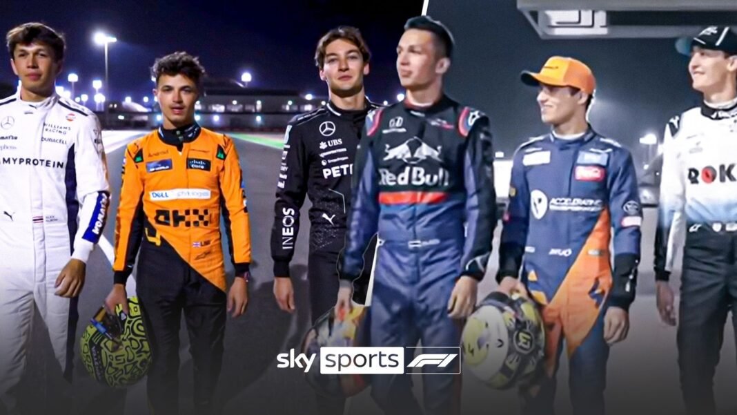 Lando Norris, Alex Albon and George Russell cause chaos in kart racing | F1 News | Sky Sports