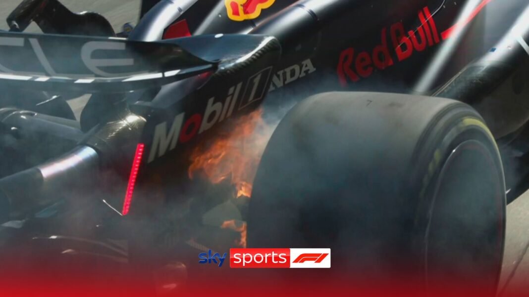 Red Bull’s Max Verstappen out of Australian GP! | ‘The right rear is on fire!’ | F1 News | Sky Sports