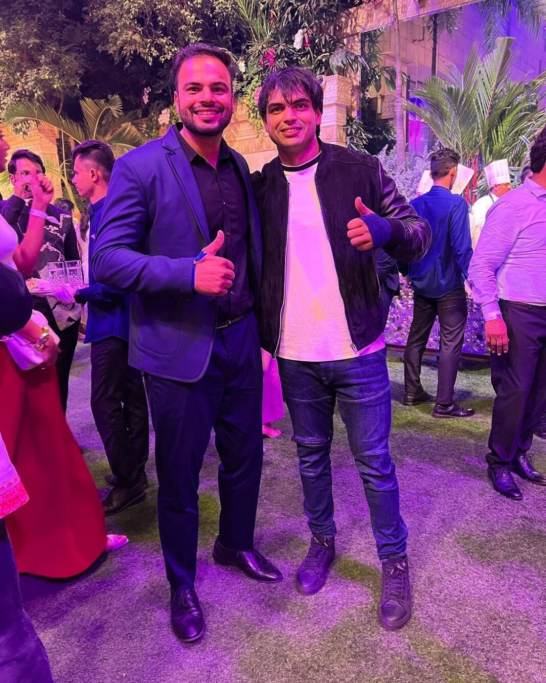 Neeraj Chopra, Sumit Antil meet in Ambani Gala