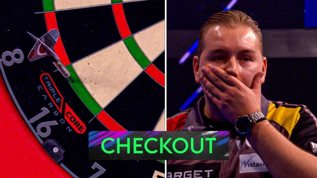 Dimitri Van den Bergh produced back-to-back 180s and a clinical 74 finish to take…