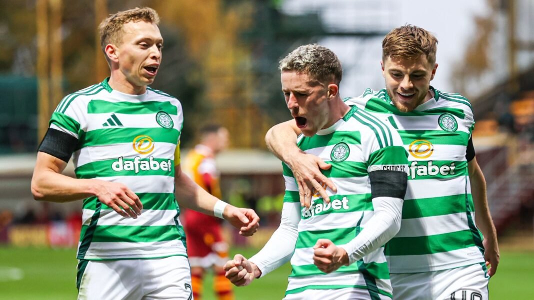Report as Celtic beat Motherwell at Fir Park to return top; Lennon Miller hit…
