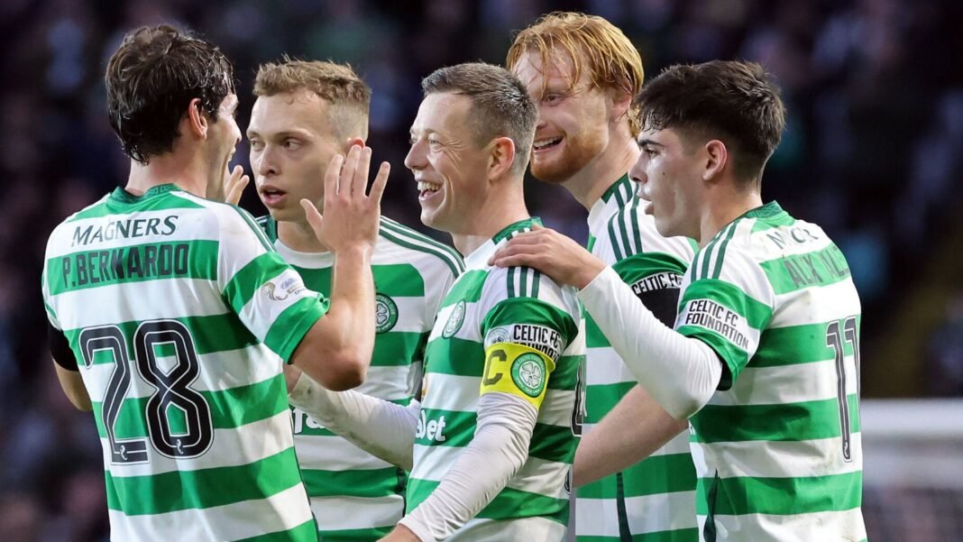 Report as Scottish Premiership leaders Celtic beat Ross County; Liam Scales opened the scoring…