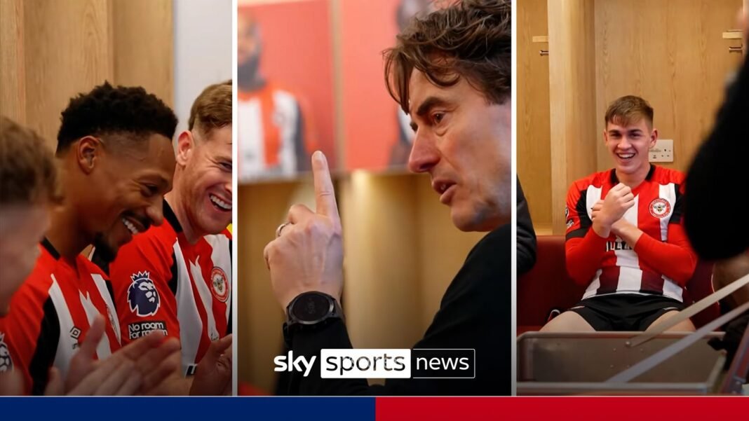 Watch Thomas Franks rousing speech to his Brentford squad after their 4-2 win at…