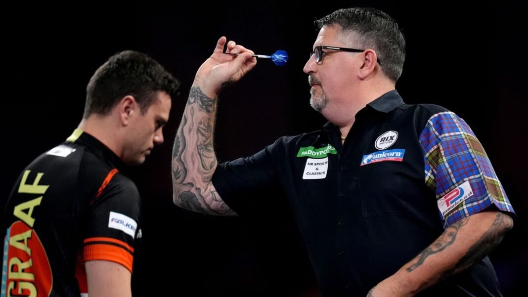 Gary Anderson beaten in straight sets by Jeffrey de Graaf; Dimitri Van den Bergh…
