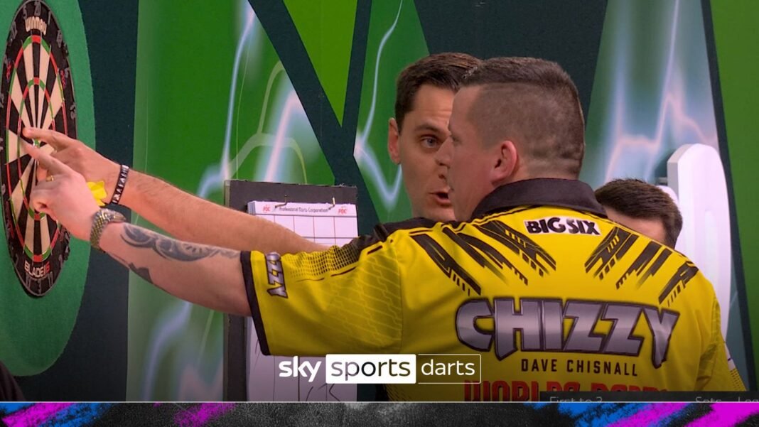 Dave Chisnall had a nightmare in the final set as he miscounted and celebrated…