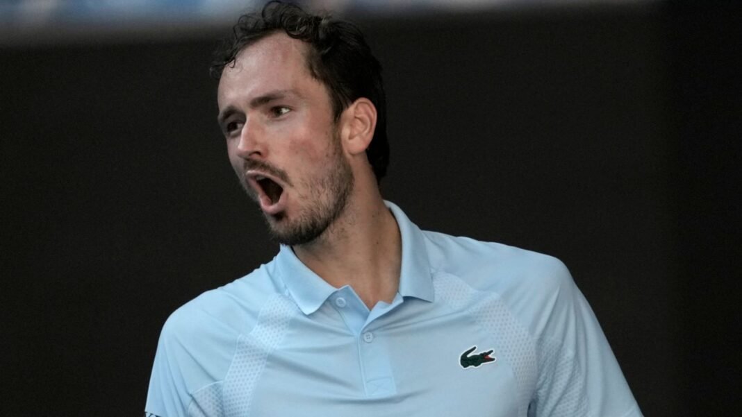 Australian Open: Daniil Medvedev smashes net camera in anger during five-set win