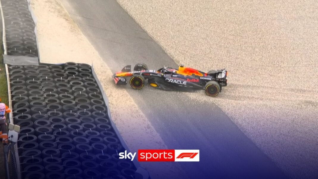 Dutch GP: Max Verstappen beached in gravel at end of P1