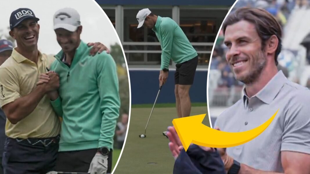 Andy Murray manages eagle at the 18th at Wentworth…with the help of Gareth Bale’s drive!