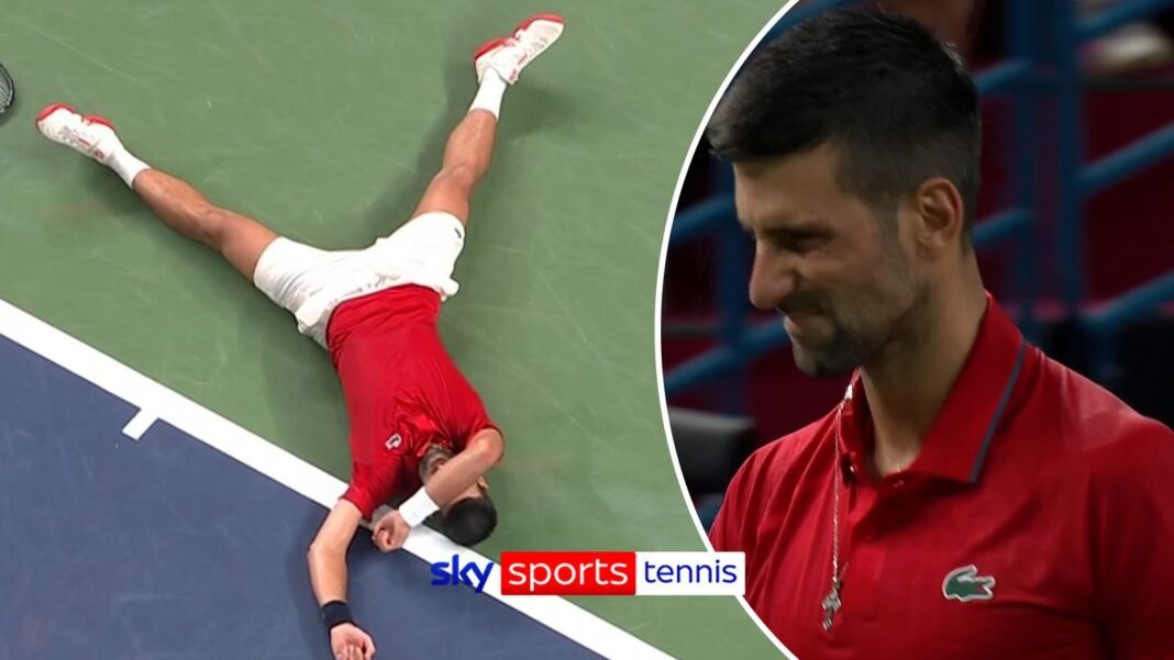 Shanghai Masters: Novak Djokovic falls to ground after losing second set in brutal conditions