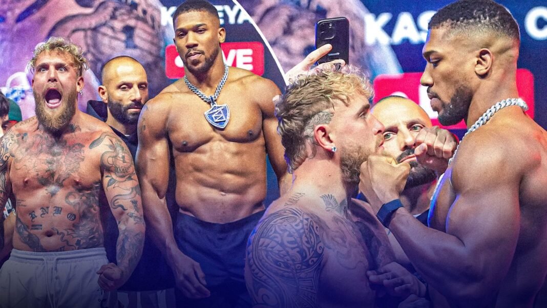 Anthony Joshua and Jake Paul had a heated final face-off during the weigh-in of their fight!