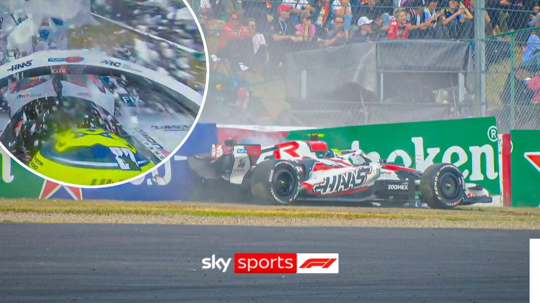 Huge Ollie Bearman crash sees Kimi Antonelli into the lead and Lewis Hamilton P4