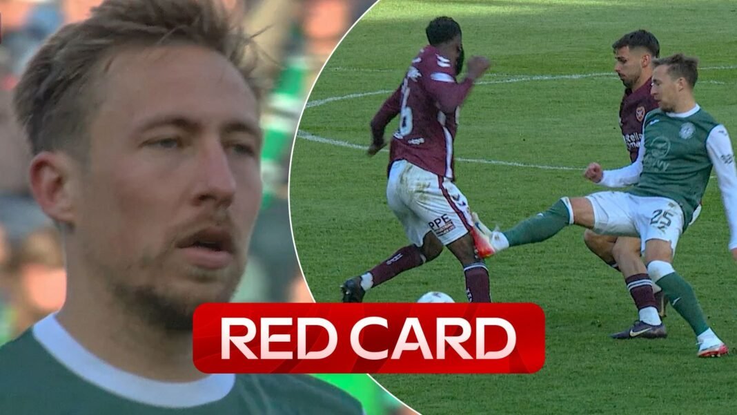 Hibs down to NINE after Passlack picks up second yellow!