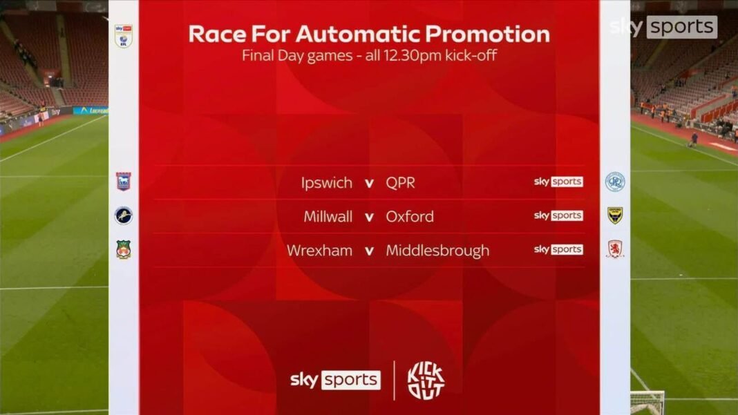 The key final day Championship fixtures for last automatic promotion spot