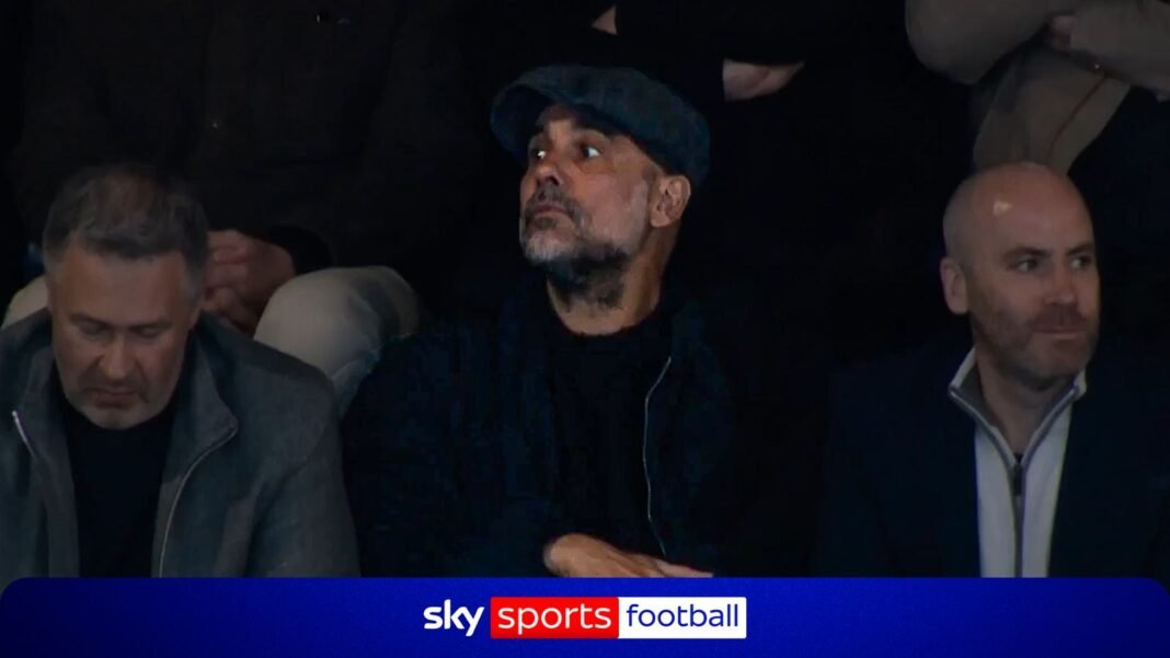 Man City boss Pep Guardiola is spotted in the crowd at Stockport vs Port Vale