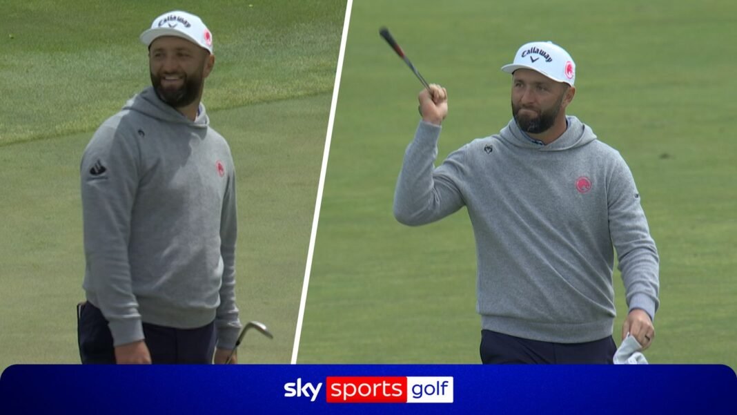 PGA Championship: Jon Rahm back level with sensational eagle hole-out!