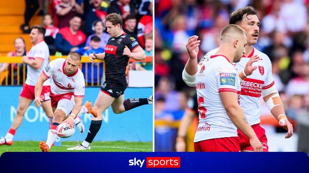 Super League: Mikey Lewis scores hat-trick in less than 20 minutes