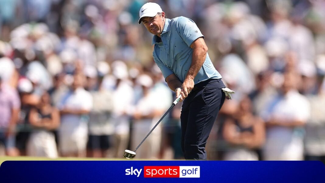 US Open: Rory McIlroy holes MONSTER 66ft birdie putt to move in to the red!