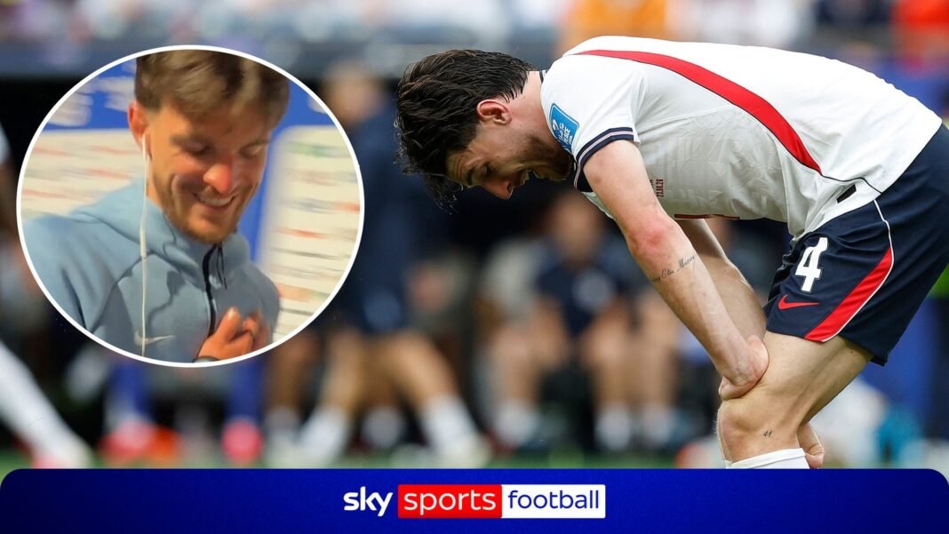 Injury scare for England? Rice seen limping with heavy strapping