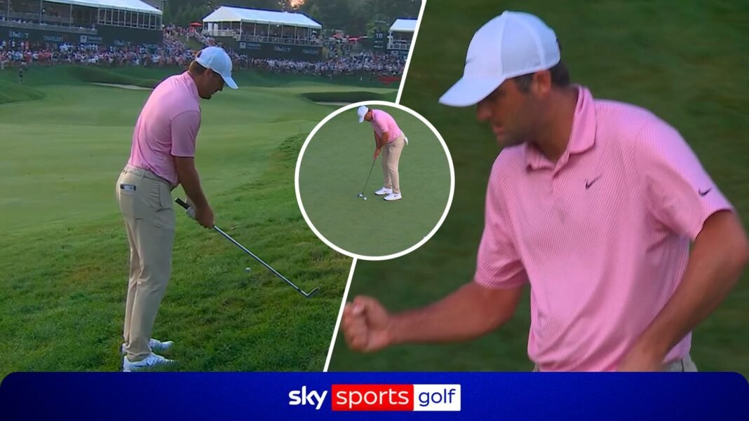 The moment Scottie Scheffler forced a dramatic play off with Viktor Hovland