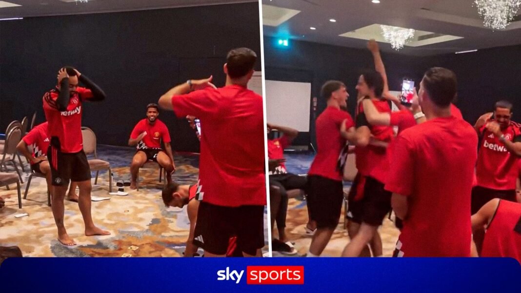 Cunha card game sends Man Utd squad WILD in VIRAL clip!