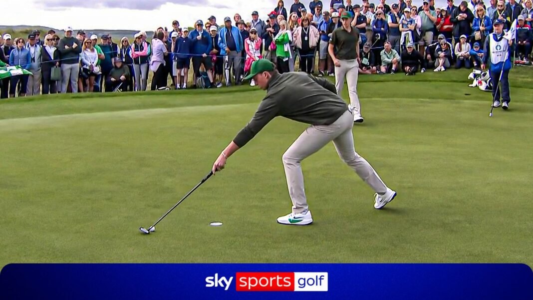 Walker Cup: Niall Sheils Donegan scoops up ball before hole is conceded