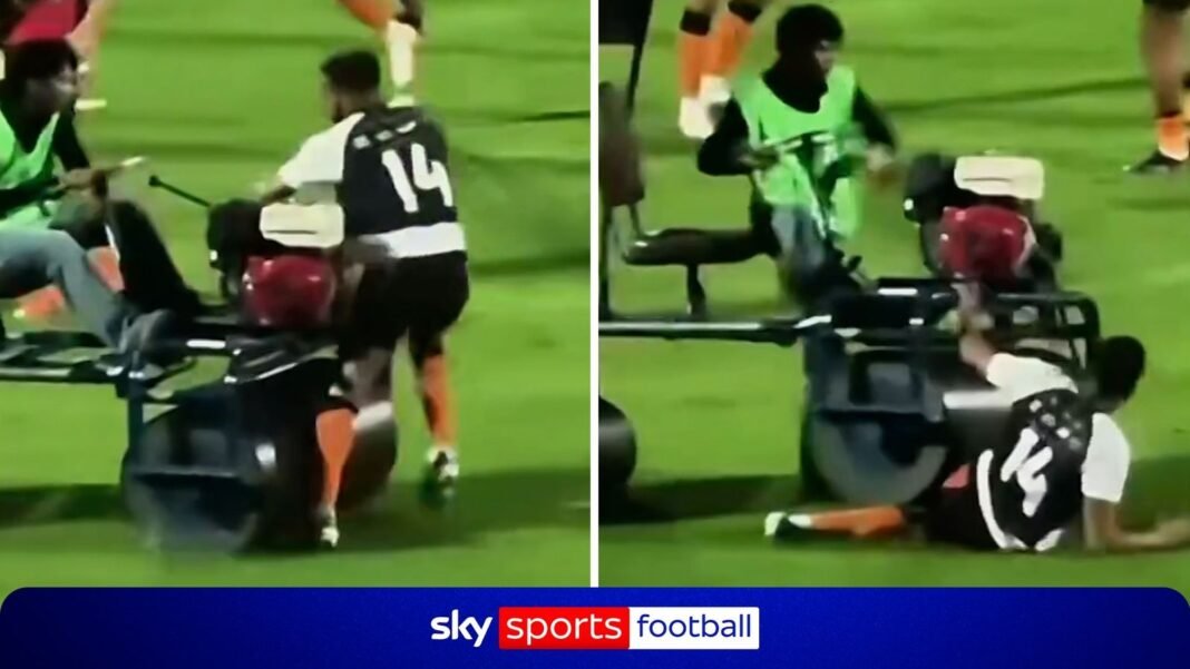 Ex-England international Andros Townsend run over by roller!